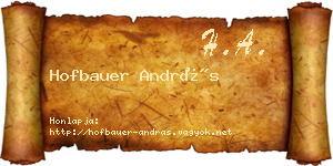 Hofbauer András névjegykártya